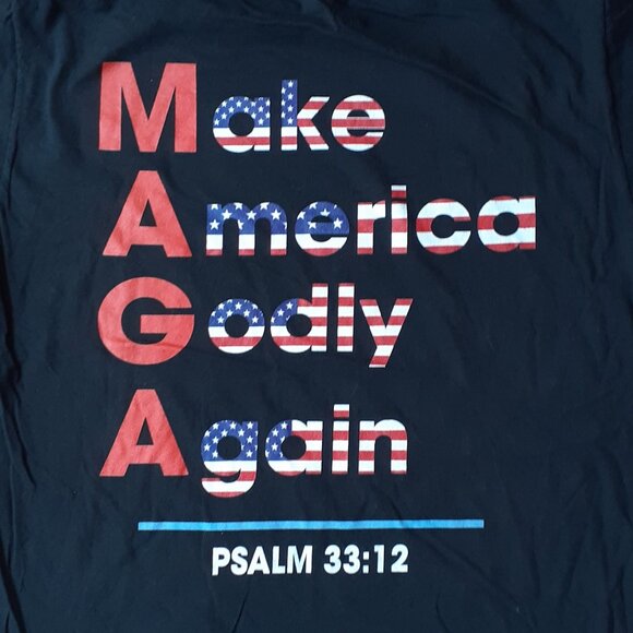 Make America Godly Again - Psalm 33:12 - New XL Black T-Shirt - Back Print - Picture 3 of 6
